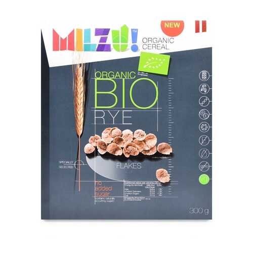 Готовый завтрак MILZU! Био ржаные хлопья без сахара Milzu! Sia 300г картон Латвия в Верный