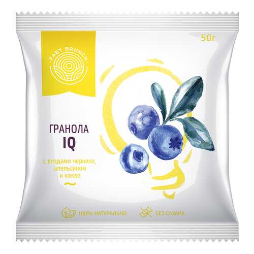 Гранола Fastbrunch IQ с ягодами черники, апельсином и какао 3 саше в Верный