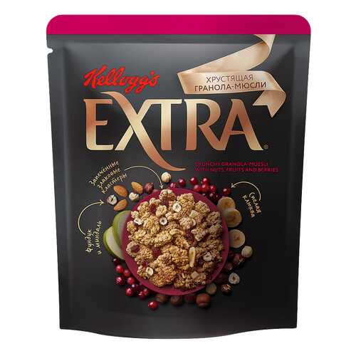 Гранола-мюсли Kelloggs extra хрустящая с орехами, фруктами и ягодами 300 г в Верный
