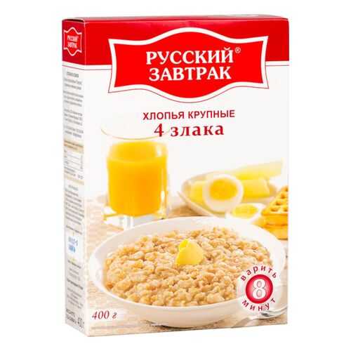Хлопья 4 злака Русский завтрак крупные 400 г в Верный