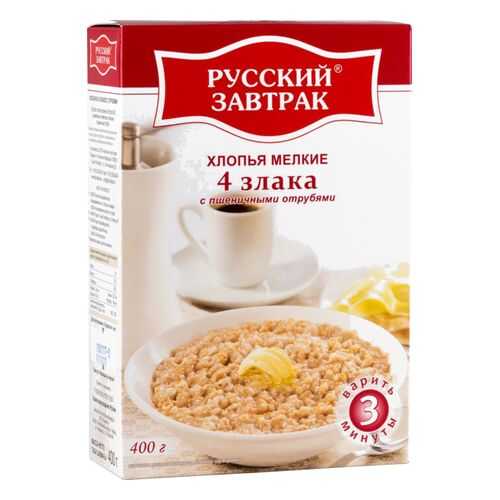 Хлопья 4 злака Русский завтрак с пшеничными отрубями мелкие 400 г в Верный