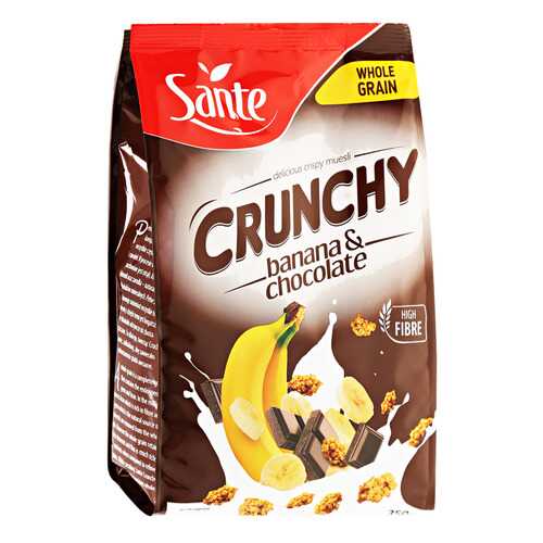 Хлопья Sante сrunchy хрустящие овсяные с бананом и шоколадом 350 г в Верный