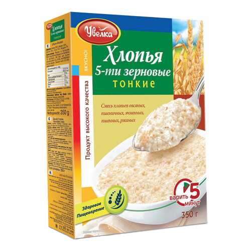 Хлопья Увелка 5-ти зерновые тонкие 350 г в Верный