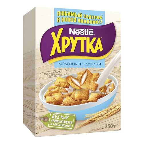 Хрустящие мультизлаковые подушечки Хрутка с молочной начинкой, обогащенные кальцием 250 г в Верный