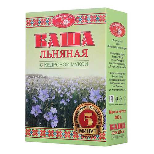 Каша Добрый Лен льняная с кедровой мукой 400 г в Верный