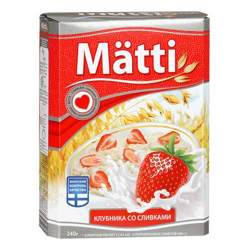 Каша Matti клубника со сливками 240 г 6 пакетиков в Верный