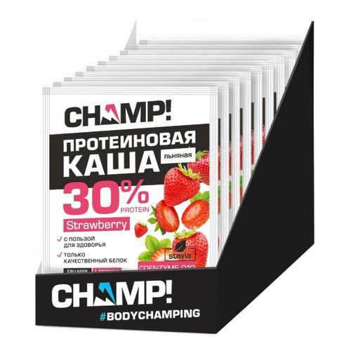 Каша протеиновая Champ льняная клубничная с коэнзимом Q10 шоубокс 10 шт по 40 г в Верный