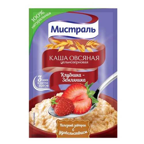Овсяная каша Мистраль цельнозерновая клубника-земляника 40 г в Верный