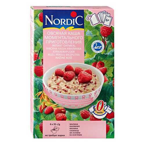Овсяная каша Nordic моментального приготовления с малиной 210 г 6 шт*35 г в Верный