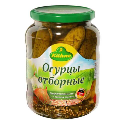 Огурцы Kuhne отборные с пряными травами маринованные 670 г Германия в Верный