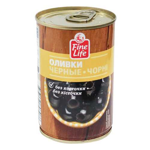 Оливки Fine Life черные без косточки 300 г в Верный
