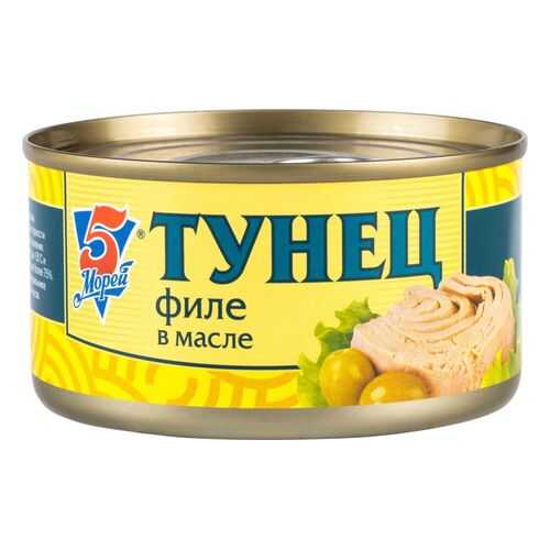 Тунец филе 5 Морей в масле 185 г в Верный