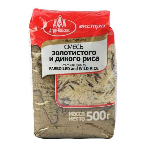 Риc Агро-альянс экстра смесь золотистого и дикого риса 500 г в Верный