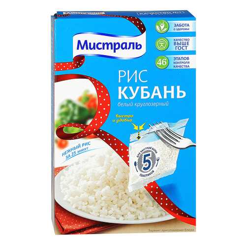 Рис Мистраль кубань белый круглозерный 80 г 5 пакетиков в Верный