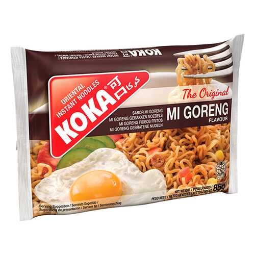Лапша сингапурская Koka со вкусом жареной лапши ми горенг в пакете 85 г в Верный
