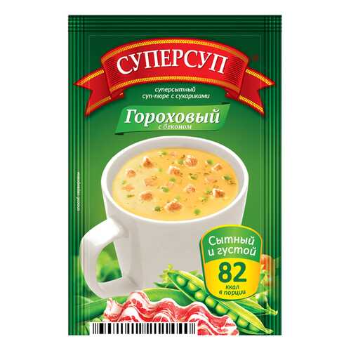Суперсуп-пюре суперсытный гороховый с беконом и сухариками 23 г в Верный