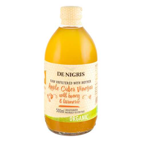 Уксус De Nigris Organic яблочный с медом и куркумой нефильтрованный 500 мл в Верный