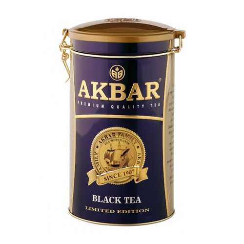 Чай Akbar Limited Edition, черный крупнолистовой, подарочный, жесть с клипсой, 150 гр в Верный