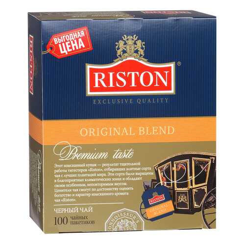 Чай черный Riston original blend байховый цейлонский мелкий 100 пакетиков в Верный
