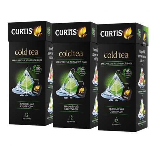 Чай Curtis Cold Tea, зелёный с цитрусом, 12 пирамидок х 3 упаковки в Верный