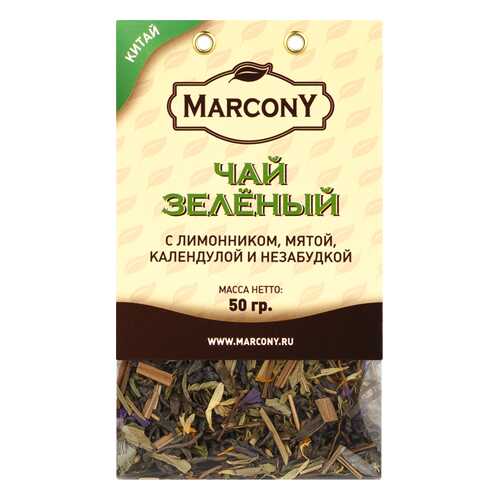 Чай Marcony зеленый с лимонником, мятой, календулой и незабудкой 50 г в Верный