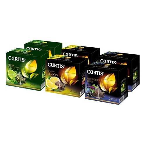 Набор чая Curtis Fresh Mojito, Sunny Lemon, Blue berries blues ассорти 6*20 пирамидок в Верный