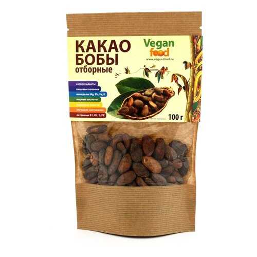 Какао бобы сырые Vegan Food отборные 100 г в Верный