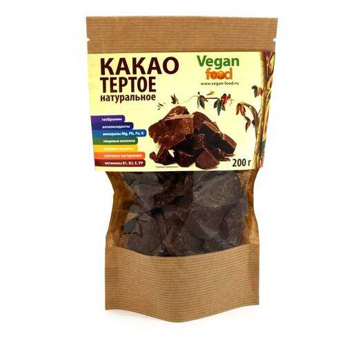 Какао-тертое натуральное Vegan Food 200 г в Верный