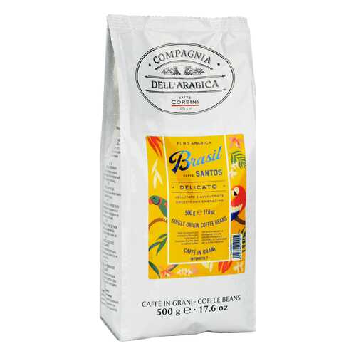 Кофе в зернах Dell'Arabica puro arabica Brasil Santos 500 г в Верный