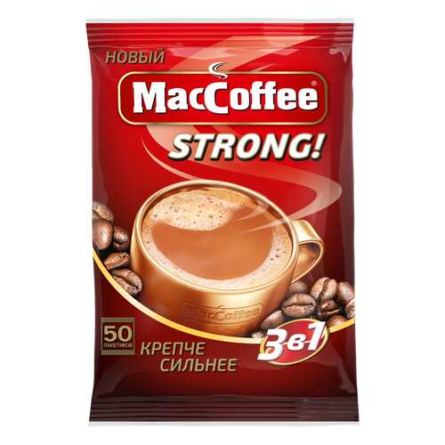 Напиток кофейный растворимый т.з. MacCoffee (3 в 1) Strong, м/уп 16г*50*10 блок в Верный