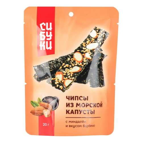 Чипсы Сибуки из морской капусты с миндалем и вкусом барбекю 25 г в Верный