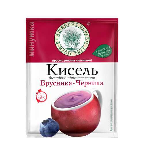 Кисель быстр приготовления Волшебное дерево брусника-черника минутка 30 г в Верный