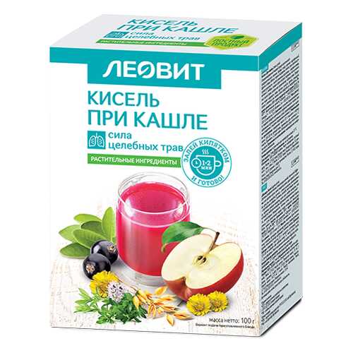 ЛЕОВИТ. Кисель При кашле. 5 пакетов по 20 г. Упаковка 100 г в Верный