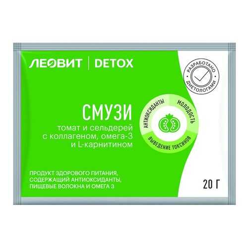 Смузи Леовит Detox томат и сельдерей с коллагеном шоубокс 20 шт по 20 г в Верный