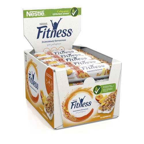 Батончик цельный злаковый Fitness персик и абрикос 16 шт по 23.5г в Верный