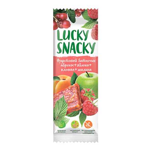 Батончик Lucky Snacky фруктовый с абрикосом яблоком клюквой и малиной в Верный