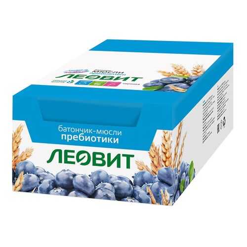 Батончик-мюсли Леовит с черникой и лютеином шоубокс 26 шт по 30 г в Верный