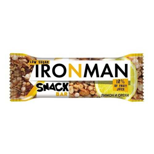Батончик Snack Bar Ironman лимон, орехи и темная глазурь без сахара 40 г в Верный