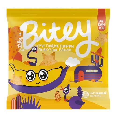 Экструдированные мультизлаковые фигурки Take a Bitey Паффы со вкусом Банан, 20 гр в Верный