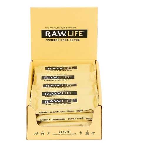R.A.W. LIFE Орехово-фруктовые батончики 47 г, 20 шт, вкус: грецкий орех-кэроб в Верный