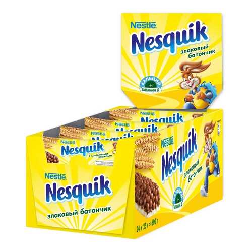 Злаковый батончик Nesquik с шоколадом 24 штуки по 25 г в Верный