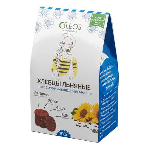 Хлебцы льняные Oleos с семенами подсолнечника 100 г в Верный