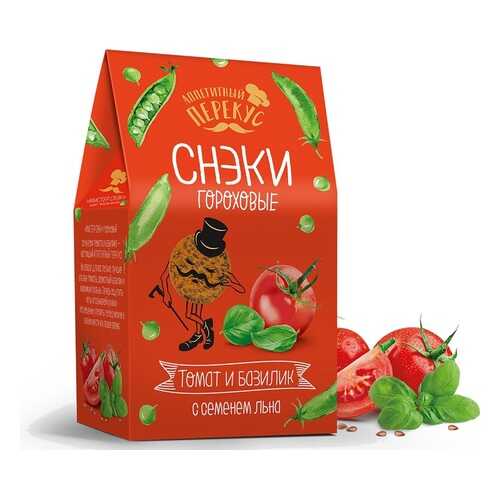 Снэки гороховые Актру с семенем льна, томатом и базиликом 100 г в Верный