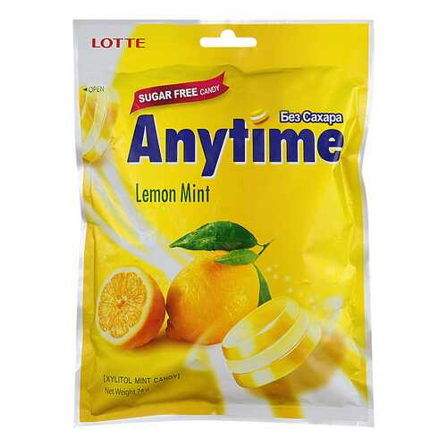 Карамель леденцовая anytime Lotte лимон и мята 74 г в Верный