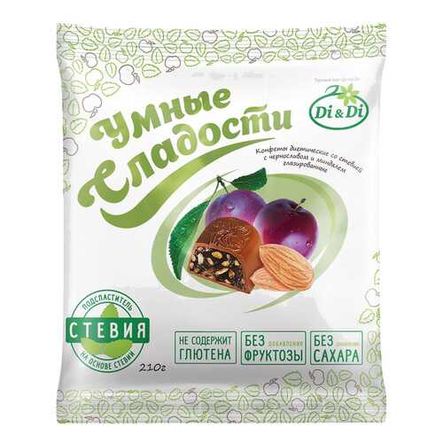 Конфеты со стевией Умные сладости с черносливом и миндалем глазированные 210 г в Верный