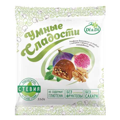 Конфеты со стевией Умные сладости с инжиром и грецким орехом глазированные 210 г в Верный
