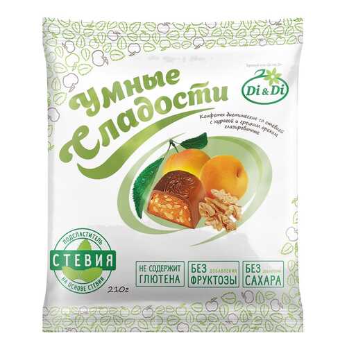 Конфеты со стевией Умные сладости с курагой и грецким орехом глазированные 210 г в Верный