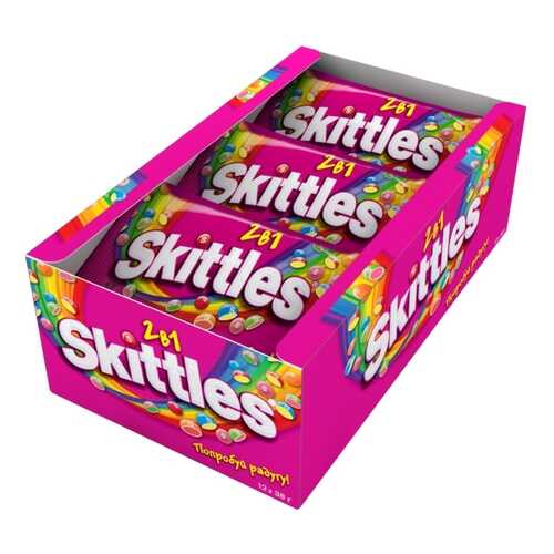 Освежающие конфеты Skittles 2в1 38 г 12 штук в Верный