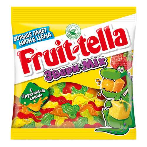 Мармелад Fruit-tella звери mix жевательный с натуральным фруктовым соком 150 г в Верный