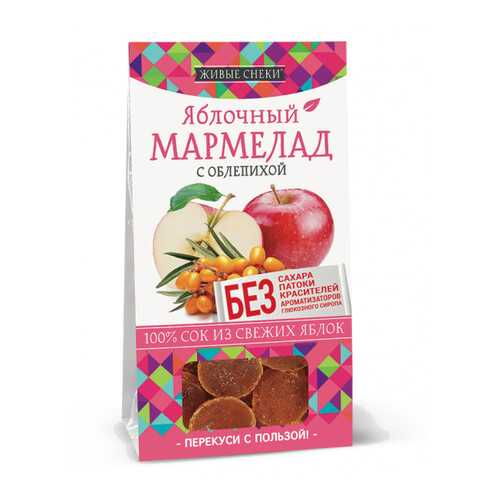 Мармелад яблочный Живые снеки с облепихой 90 г в Верный